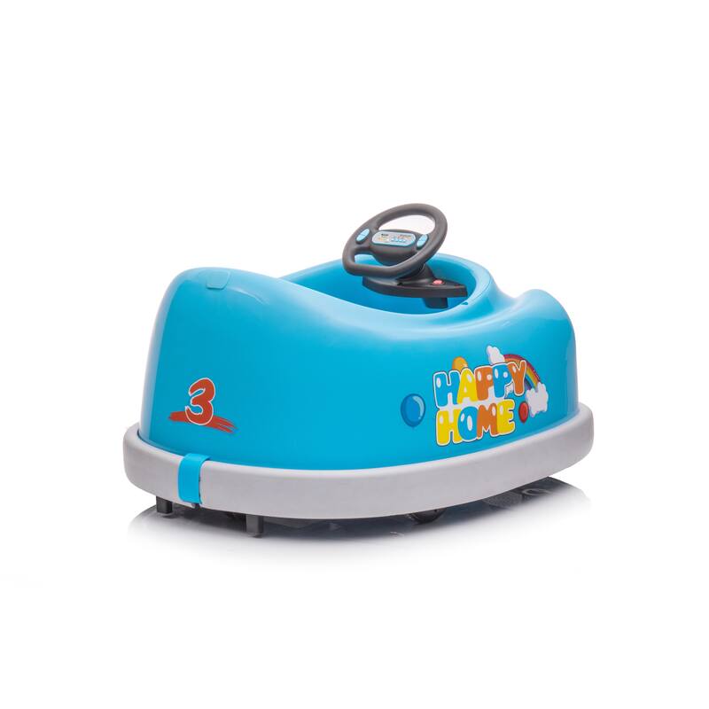 Car for Kids, 12v Dual Drive 1-6 Years Old Electric Car with Pushrod Dinner Plate USB BT Music Rocking Horse Mode Anti-Collision
