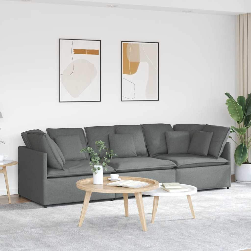 vidaXL Modular Sofa Dark Grey Fabric Upholstery (100% Polyester) Oversized - 39.4 x 118.1 x 25.2 in