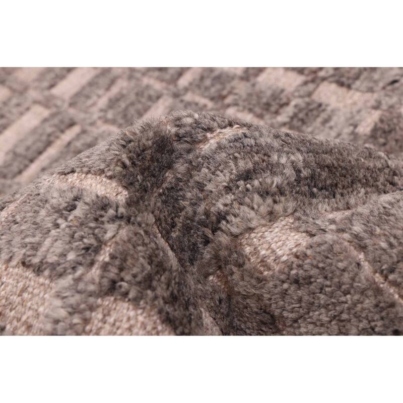 ECARPETGALLERY Hand-knotted Tangier Dark Grey Wool Rug - 7'11 x 10'10