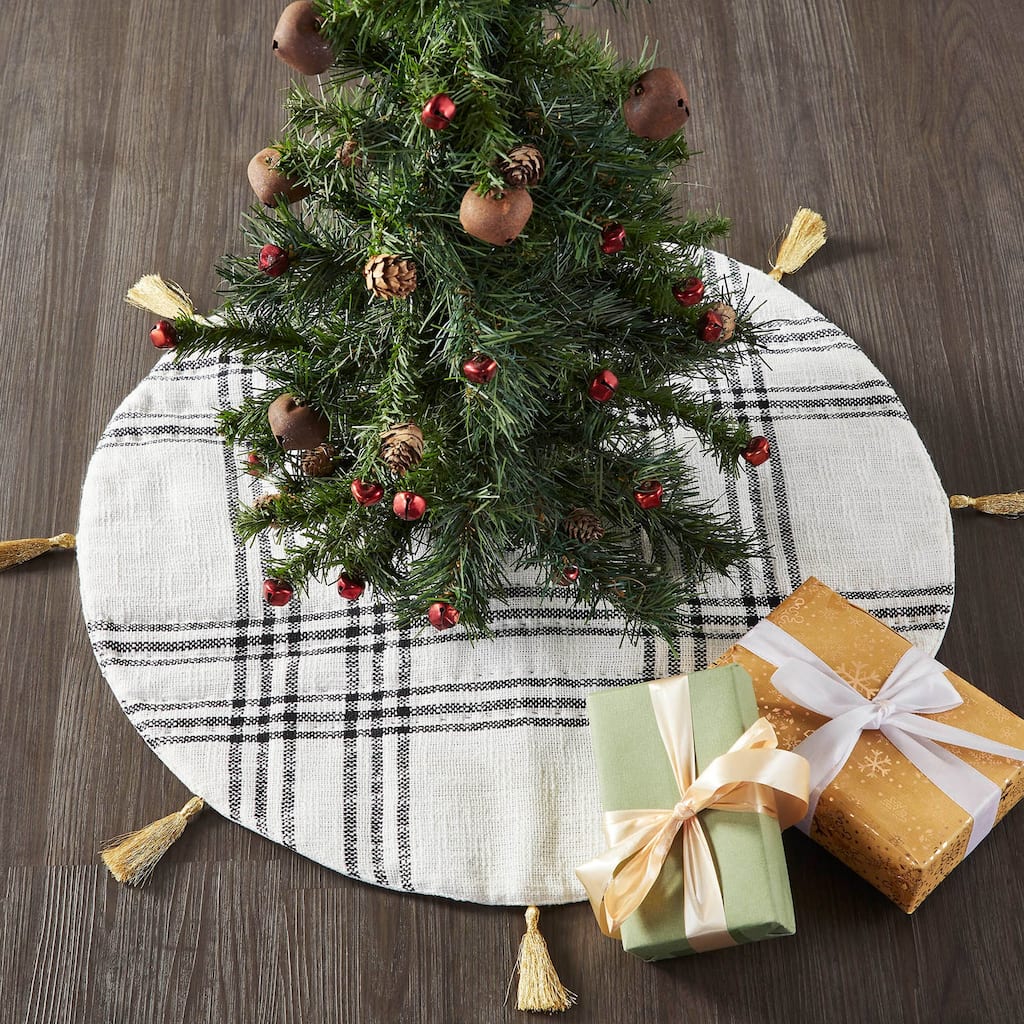 Wintergleam Black White Plaid Tree Skirt 24