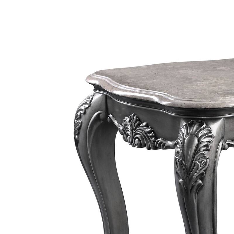 End Table with Marble Top and Queen Anne Legs, Gray
