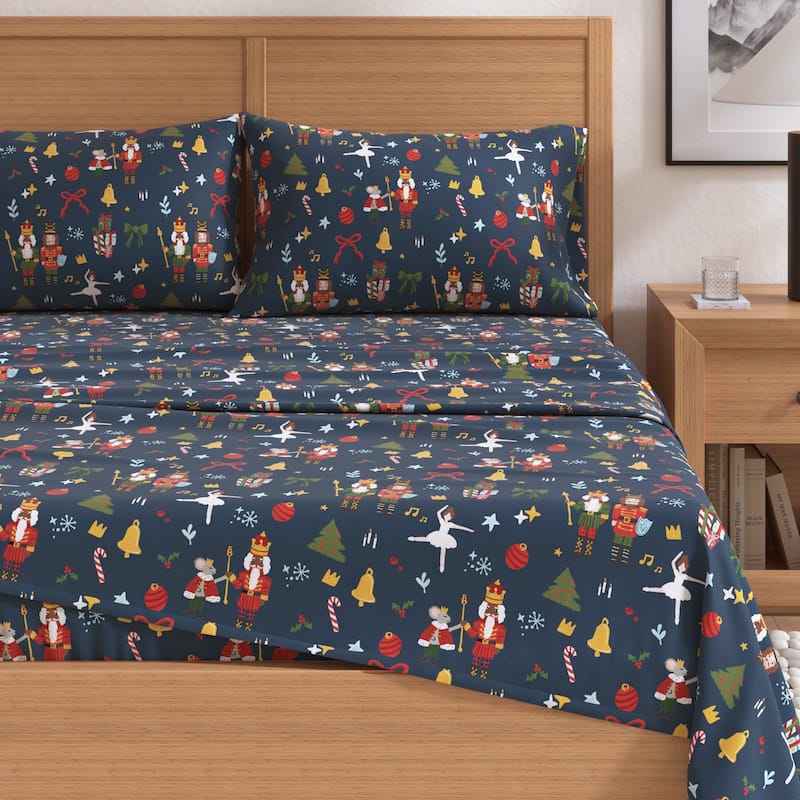 Linery & Co. Christmas Turkish Cotton Double-Brushed Flannel Bed Sheet Set