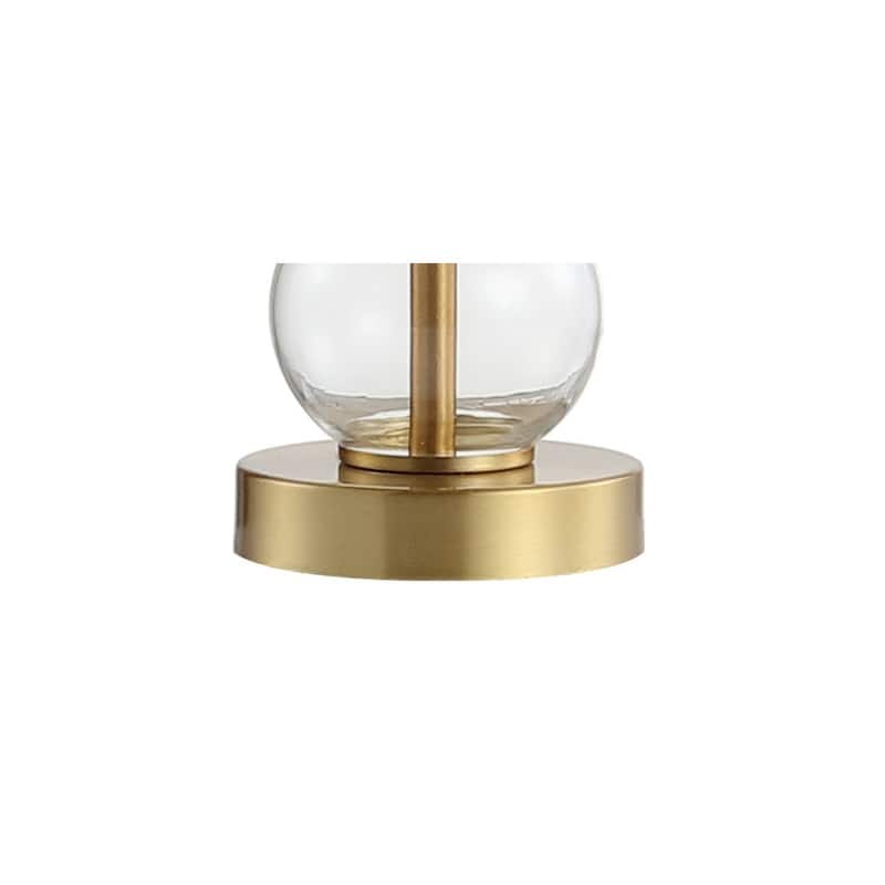 Wilson 21" Glass/Metal LED Table Lamp, White/Brass Gold by JONATHAN Y
