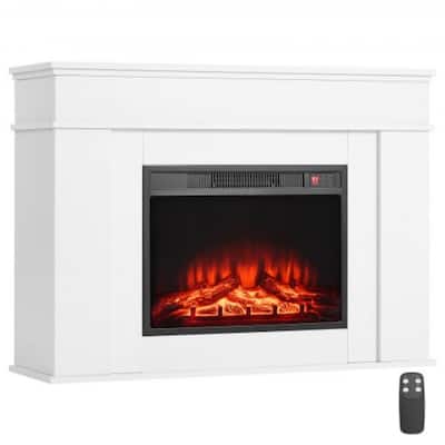 1500W Freestanding Infrared Electric Fireplace with Wood Frame and Adjustable Flame Brightness - 23.03 x 17.13 x 4.53 in