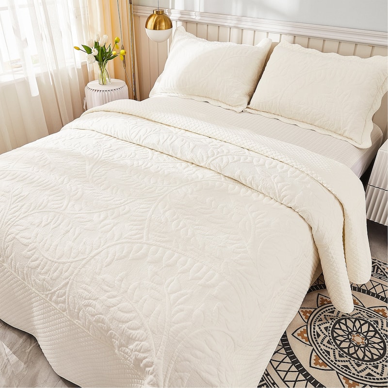MarCielo 3 Piece Cotton Oversized Bedspread Quilt Set Tmonica