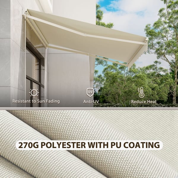 dimension image slide 0 of 4, Outsunny 10' x 8' Electric Awning, Retractable Awning, UV Protection Sun Shade Shelter with Remote Controller