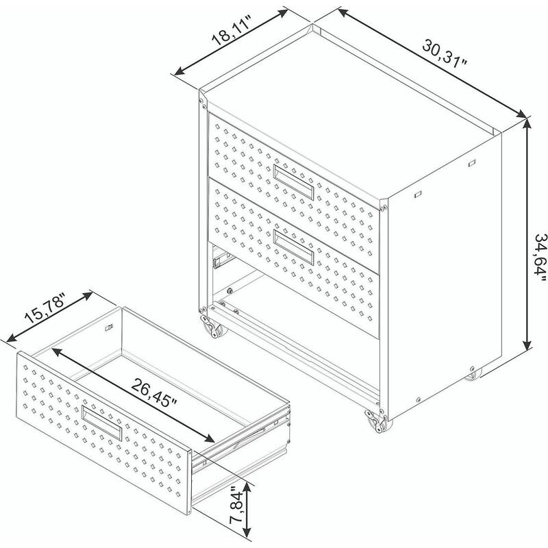 Fortress 31.5" Mobile Garage Chest with Drawers