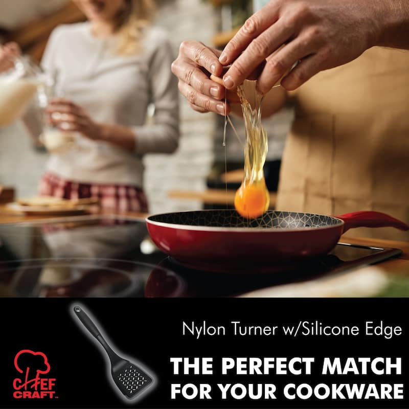 Chef Craft 12-inch Nylon Slotted Turner Spatula with Silicone Edge