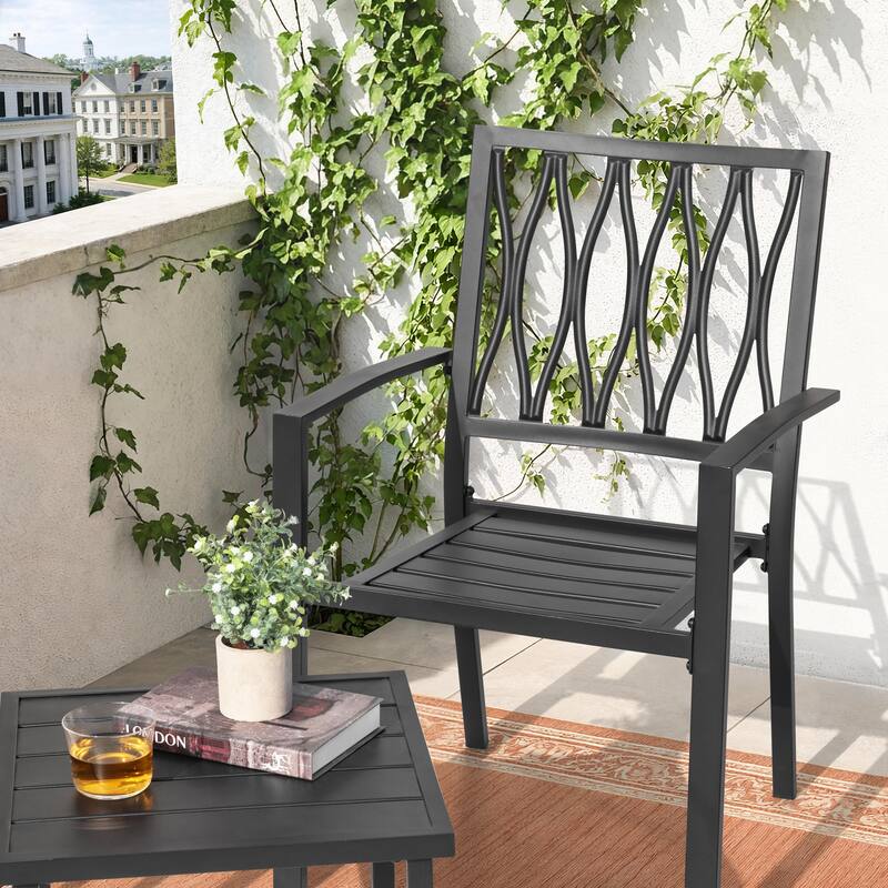 3-Piece Patio Bistro Set, Stackable Design, Powder-Coated Metal Frame