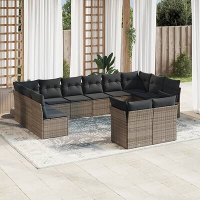 vidaXL Garden Sofa Set Grey with Dark Grey Cushions - 24.4 x 24.4 x 27.2