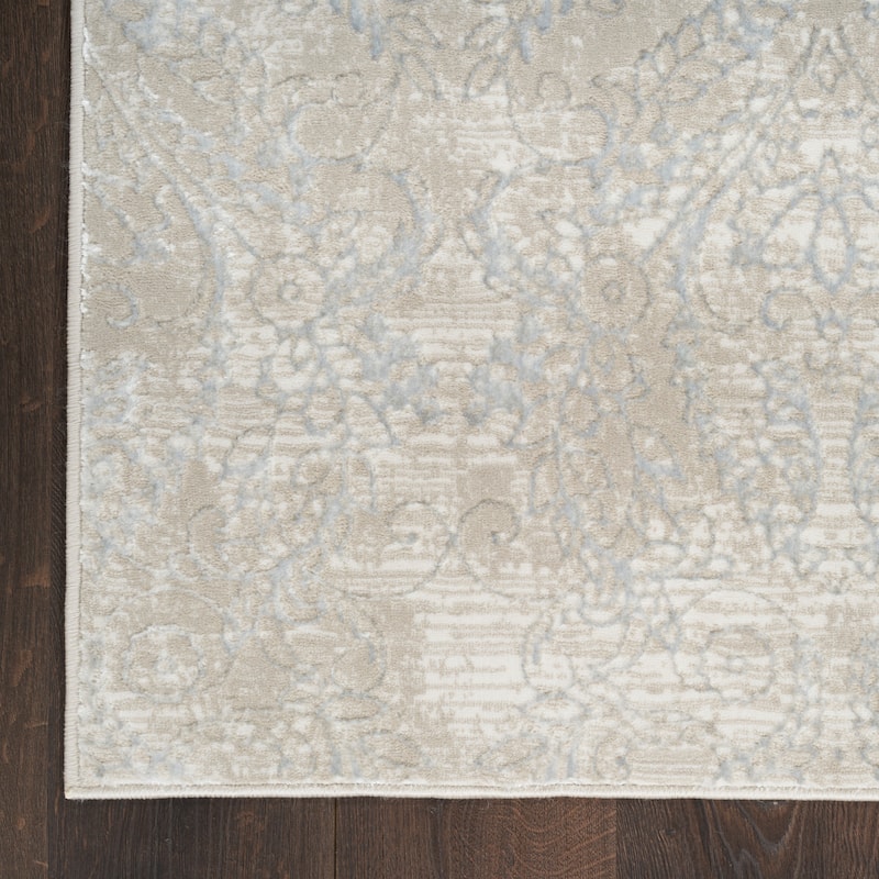 Nourison Iliana Indoor only Grey Damask Area Rug