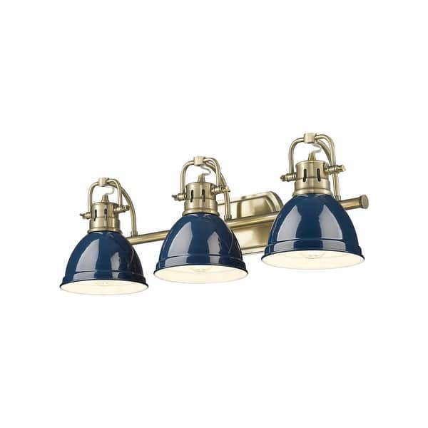 slide 2 of 6, Golden Lighting 3602-BA3 AB Duncan 3 Light 25" Wide Vanity Light Aged Brass / Matte Navy