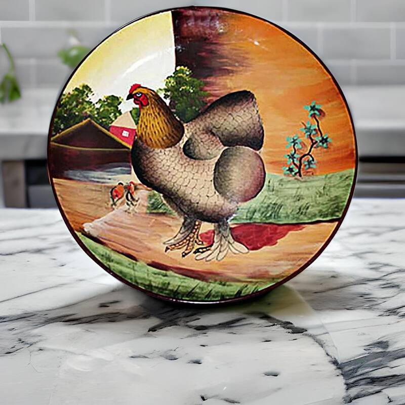 Collector Plates Brown Hen Handpainted Stoneware Plate 10" Renovators Supply
