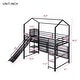 preview thumbnail 6 of 10, Heavy Duty Metal Bed Frame, Twin Size House-Shaped Loft Bed with Iron Mesh Storage Shelves and Slide for Bedroom