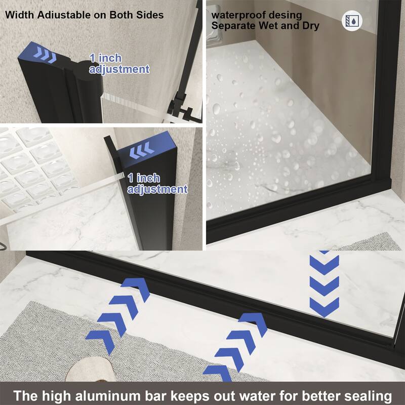 24x72 Inch Half Frame Pivot Shower Door