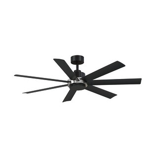 Fanimation Pendry 56 inch Indoor/Outdoor Smart Ceiling Fan with Remote - Black with Brushed Nickel Accents