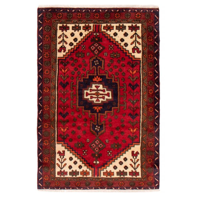 ECARPETGALLERY Hand-knotted Andelz Red Wool Rug - 3'5 x 4'11 - Red - 3'5 x 4'11