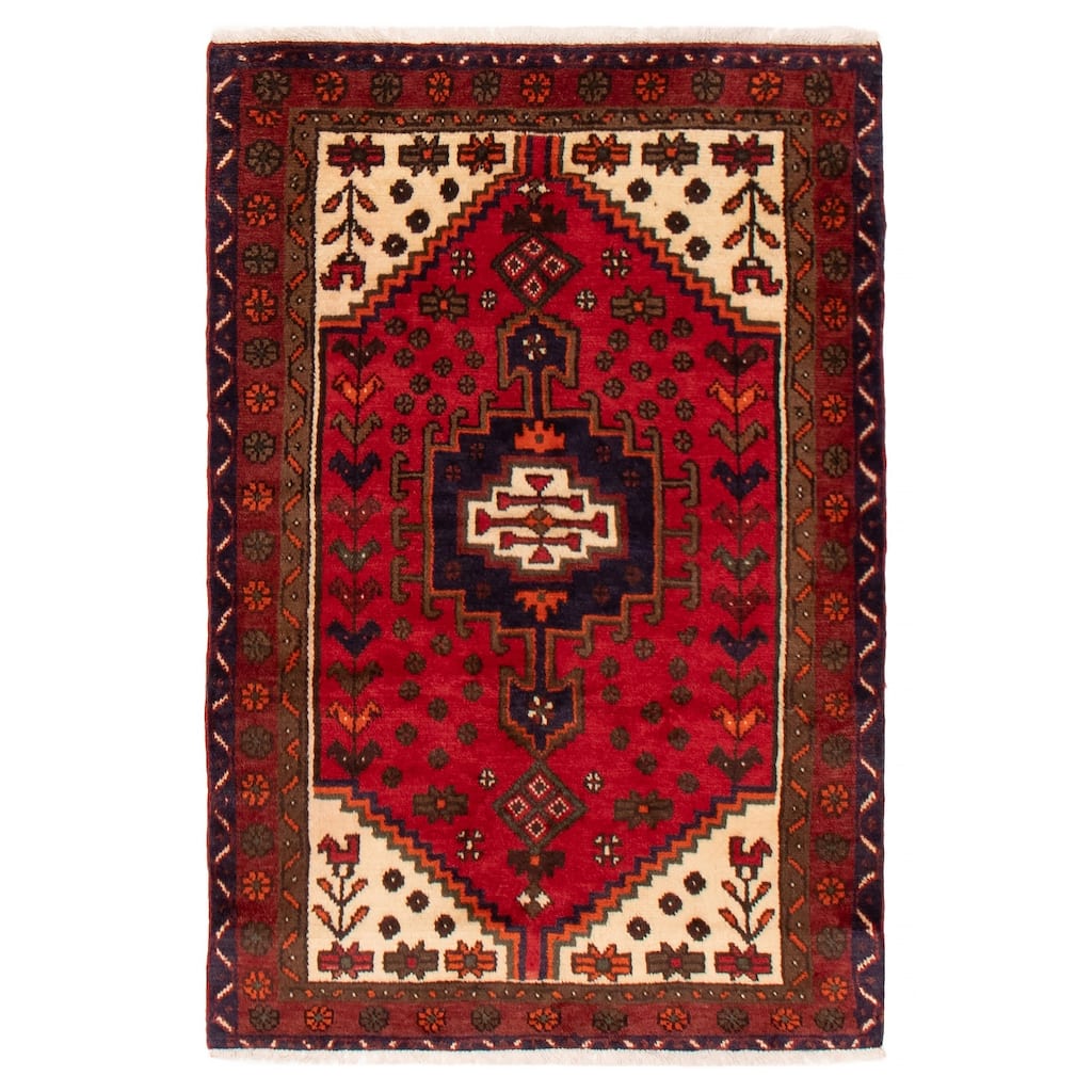 ECARPETGALLERY Hand-knotted Andelz Red Wool Rug - 3'5 x 4'11