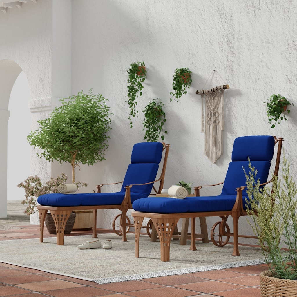 72" x 22" Outdoor Chaise Lounge Cushion with Ties and Loop