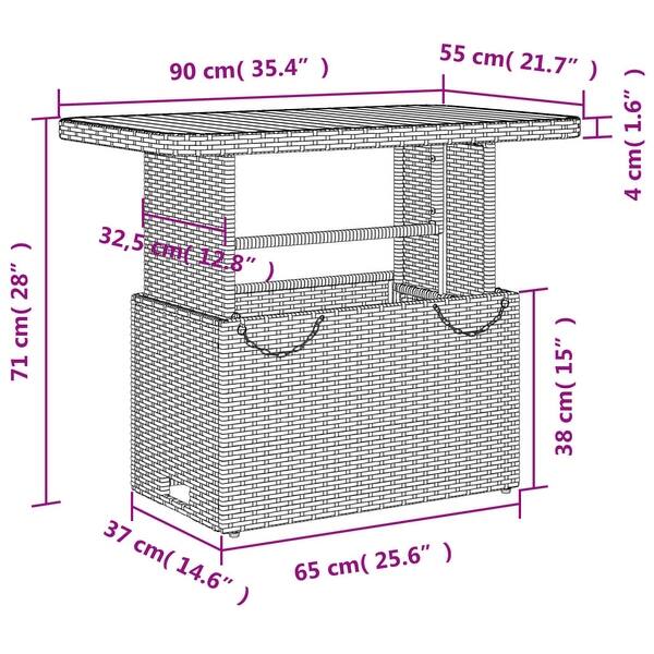 dimension image slide 18 of 31, vidaXL Patio Dining Set with Cushions Outdoor Seating Gray Poly Rattan