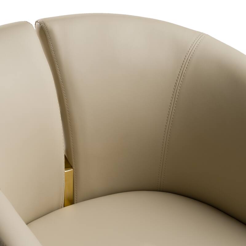Modrest Renfew Modern Beige Vegan Leather & Champagne Gold Dining Chair