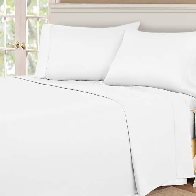 Miranda Haus Egyptian Cotton 530 Thread Count 4 Piece Solid Deep Pocket Bed Sheet Set - California King - White