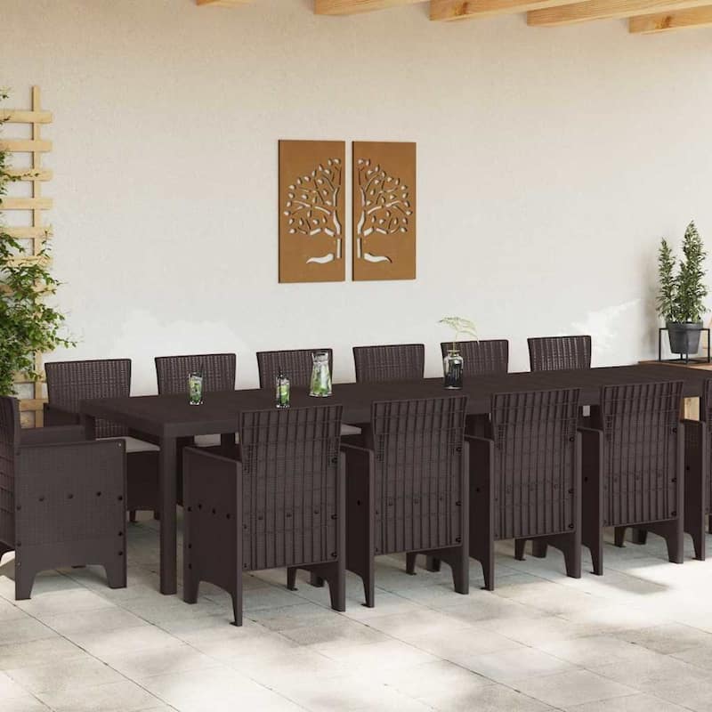 vidaXL Garden Dining Set 1315 pcs Anthracite/Brown Polt rattan - 350 x 100 x 73 cm