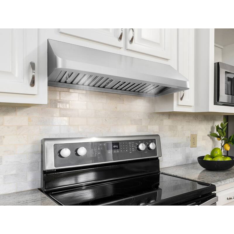Cosmo 36 in. Ducted Under Cabinet Range Hood in Stainless Steel with Push Button Controls, LED Lighting and Permanent Filters