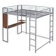 preview thumbnail 12 of 41, Full Size Metal Loft Bed with 2 Shelves and Desk