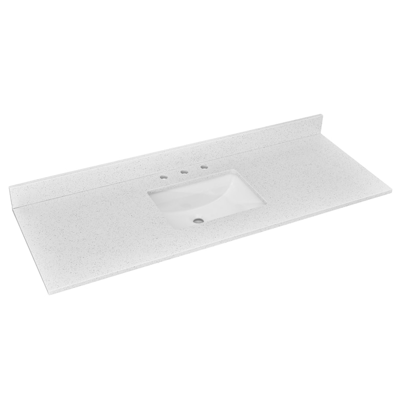 Bathroom Vanity Quartz Counter Top with Undermount Rectangular Ceramic Sink Backsplash