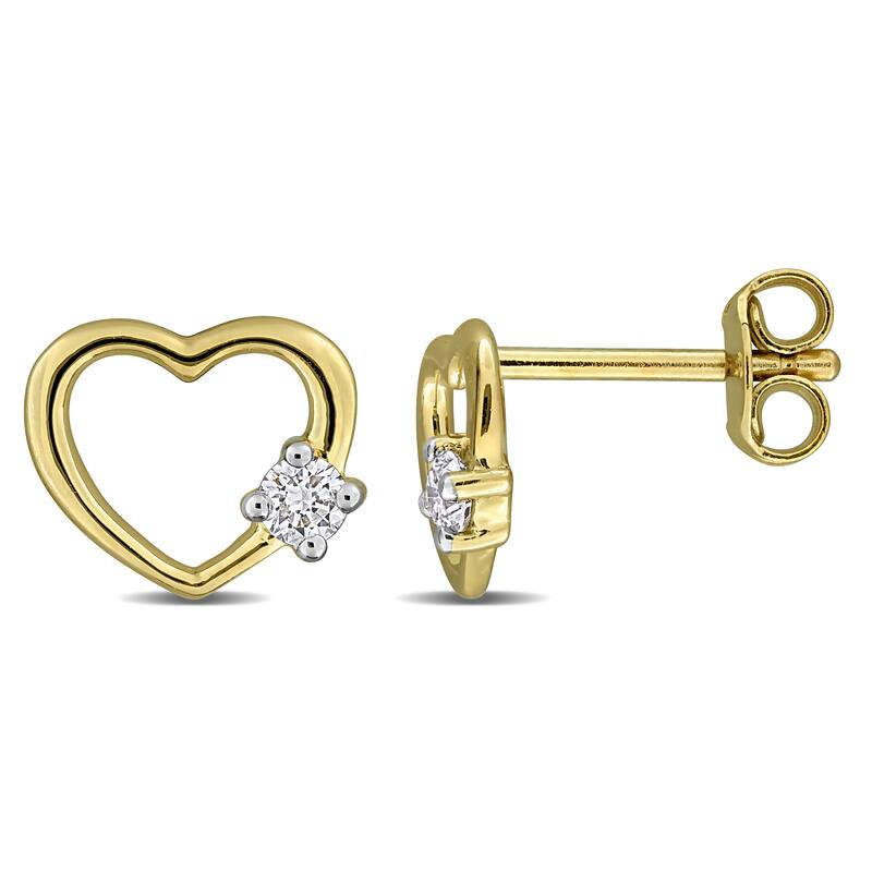 Miadora 1/7ct TW Lab-Grown Diamond Open Heart Stud Earrings Yellow Plated Sterling Silver