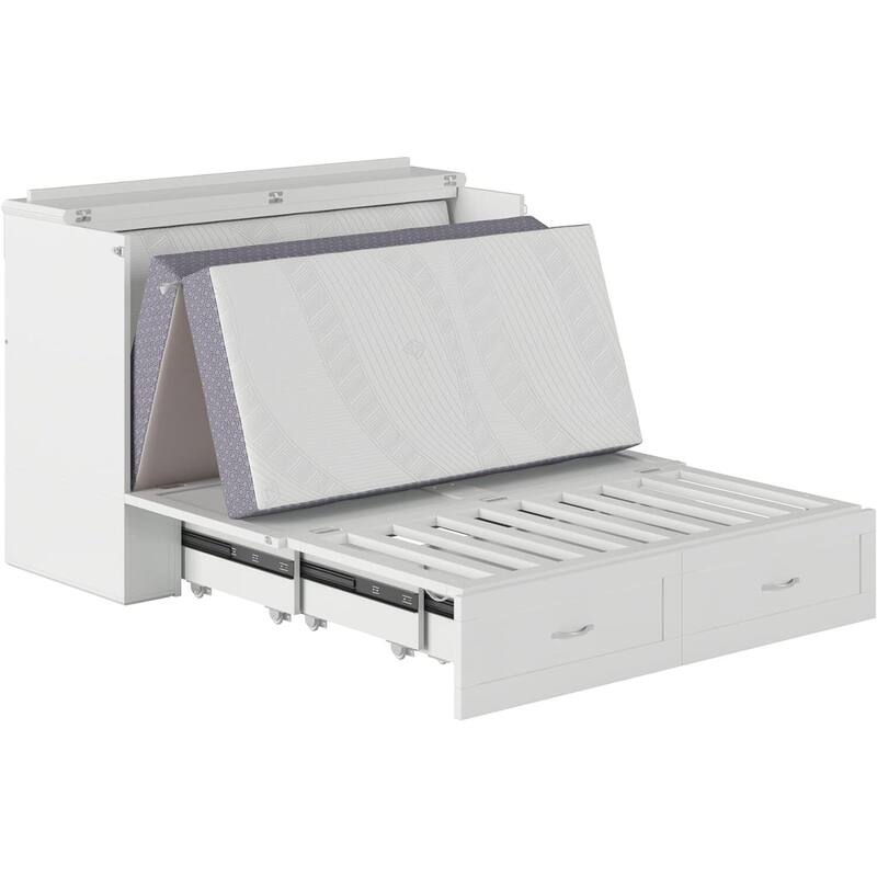 Murphy Bed Chest with Mattress & Charging - Space Saving Folding Bed