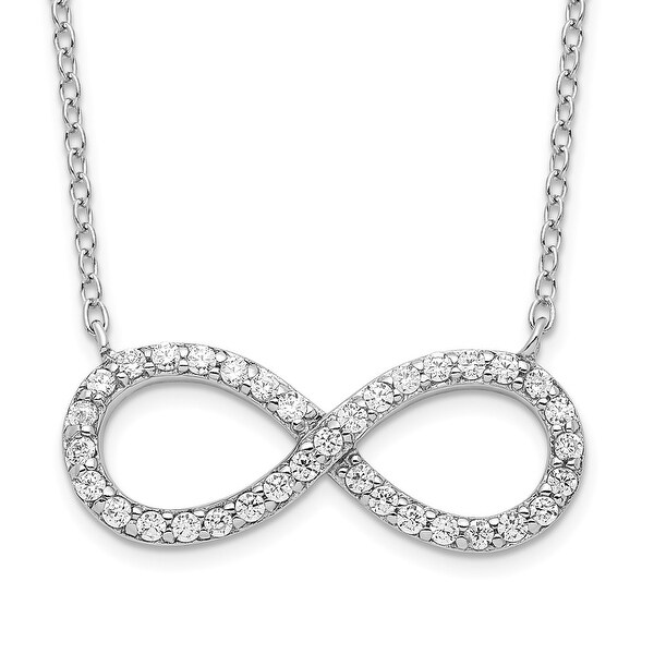 Beautiful Sterling silver 925 sterling Sterling Silver Rhodium-plated with CZ Infinity w/ 2 IN EXT Necklace
