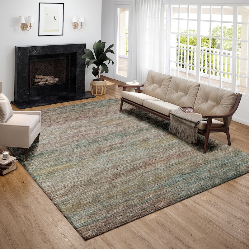 Indoor/ Outdoor Marston Dynamic Transitional Striped Washable Area Rug
