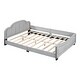 preview thumbnail 4 of 7, Full Upholstered Bed Platform Bed with Curve Footboard - Grey
