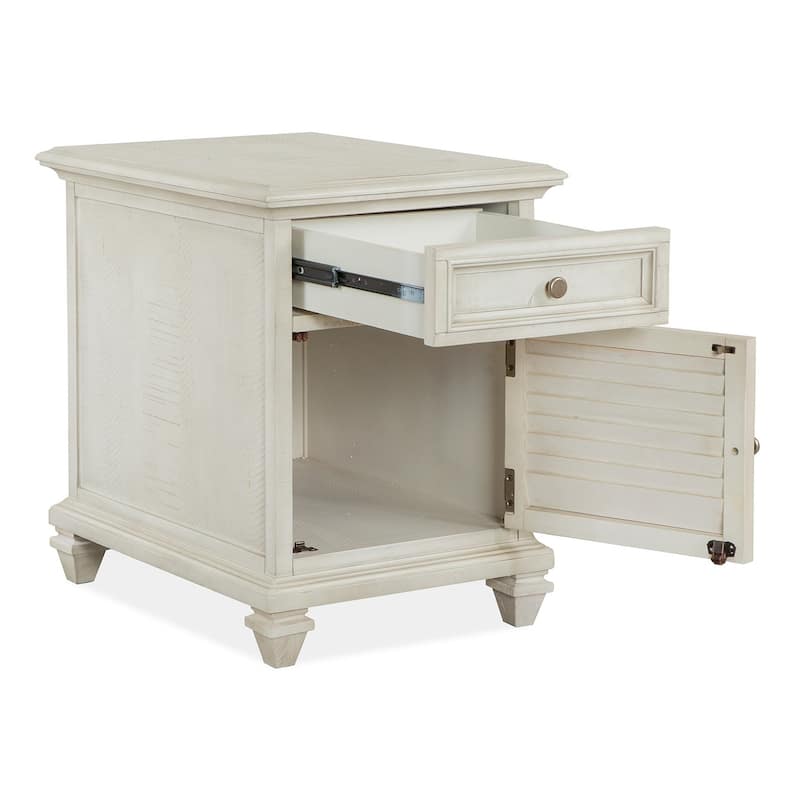 Magnussen Home Newport Alabaster Chairside End Table - 18''W x 24''D x 24''H