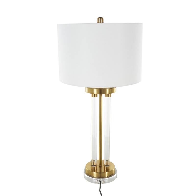Crystal Rods Room Table Lamp with Gold and Silver Base - Clear - Roche River Decor