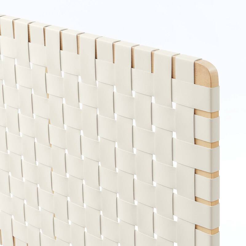 Ditmas Solid Wooden Off-White Leather Basket Weaved Twin Size Headboard