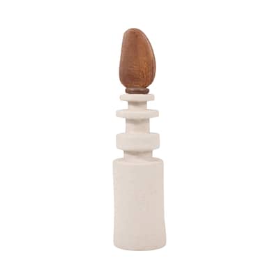 Sagebrook Home Unique Stacked Stone-Inspired Sculpture, Chic Earth Tone, Medium Size - 5" x 5" x 19"