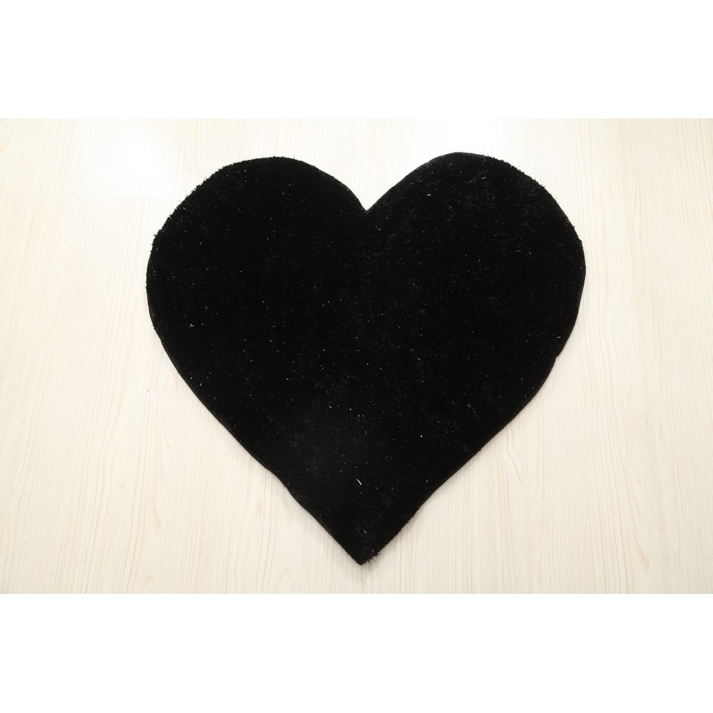 Hearts Collection Hand Woven Shag Area Rug - 24" x 24"