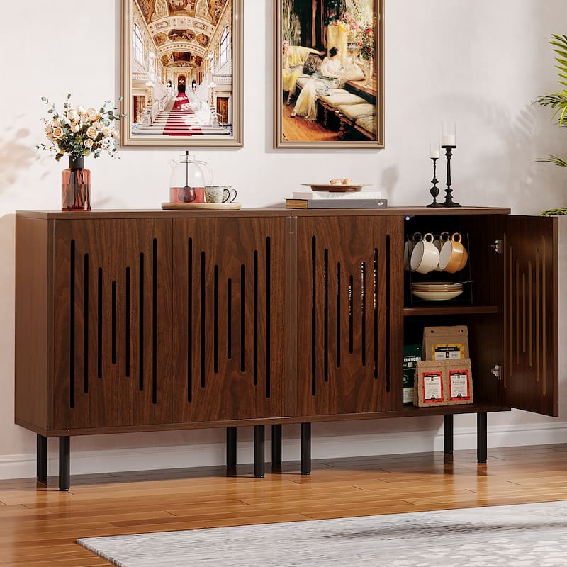 Sideboard Buffet Cabinet with Doors & Adjustable Shelves (Set of 2)