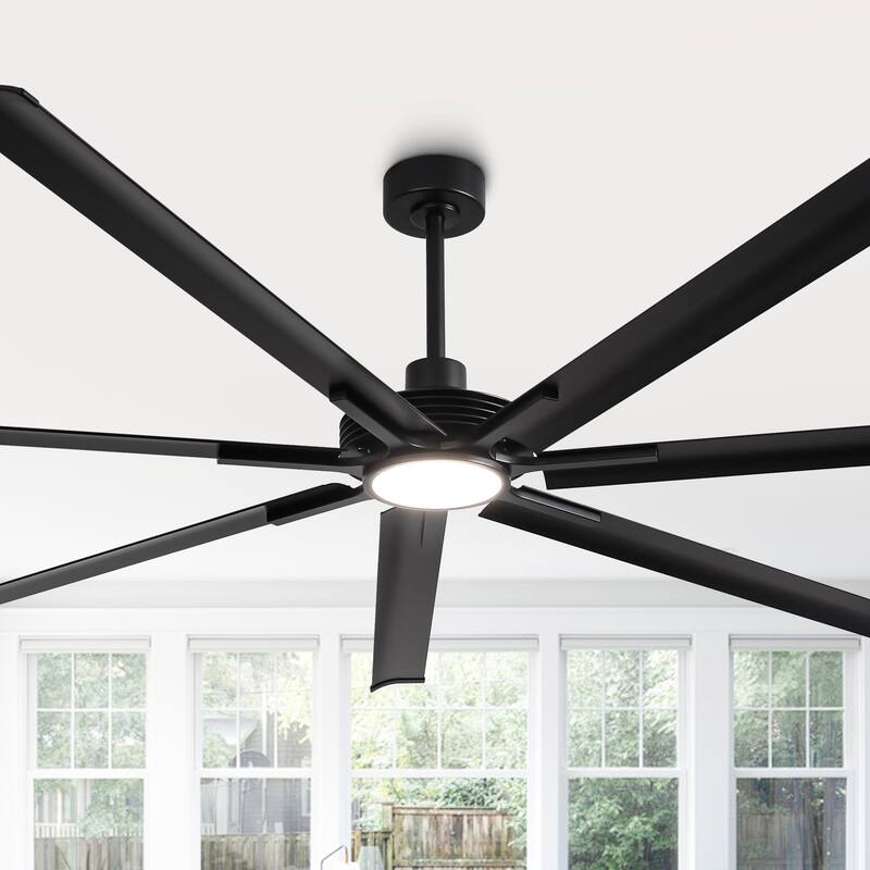 84"/ 100" Black Industrial Extra Large Commercial Ceiling Fan with Light