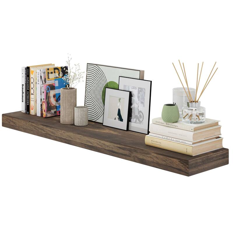 Wallniture Pino Wood Board 48" Long, 10'' Deep, 2.5" Thick, Hidden Bracket Shelf, Floating Shelf for Living Room, Farmhouse, 1pc