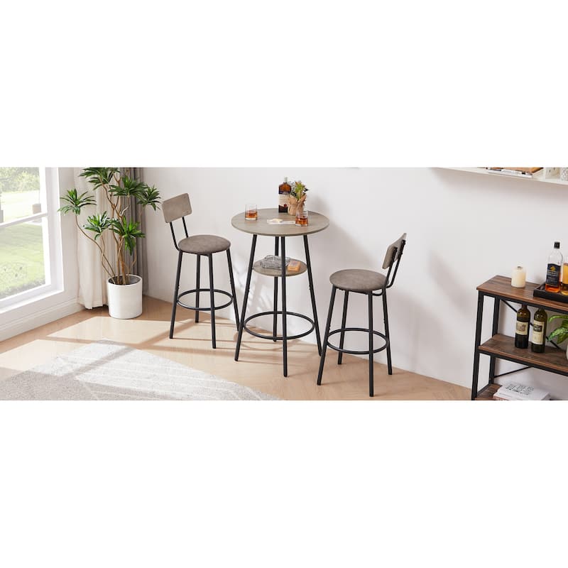 Breakfast Nook Bar Set Bistro Table and Chairs Set with Stools
