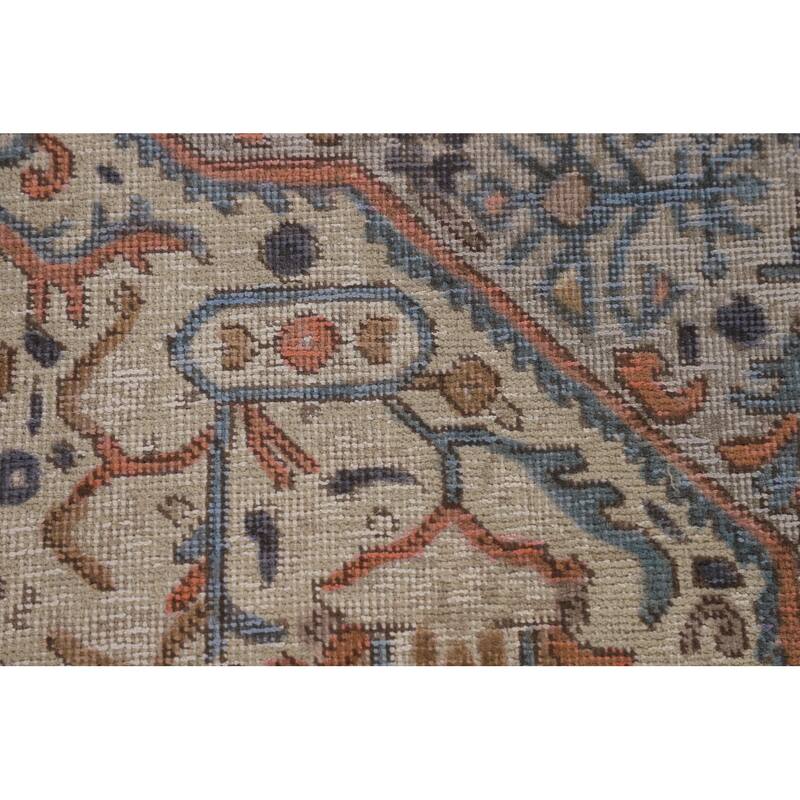 Distressed Tabriz Persian Antique Area Rug Handmade Wool Carpet - 6'7" x 9'4"