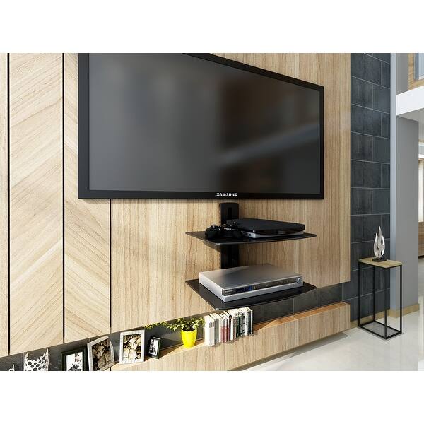 Shop Fitueyes 2 Tire Component Wall Mount Black Av Shelf With