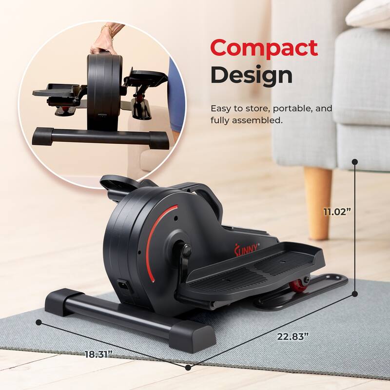 Sunny Health & Fitness Smart Electric Motorized Under Desk Elliptical (Dark Grey) - SF-E3959SMARTG