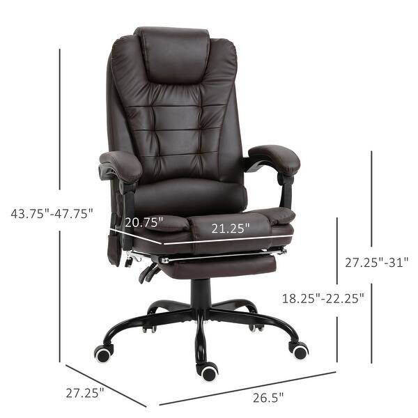 Vinsetto High Back Massage Office Chair With 7 Point Vibration Heating Reclining Back Adjustable Height W Headrest Footrest Overstock 32265610 Brown