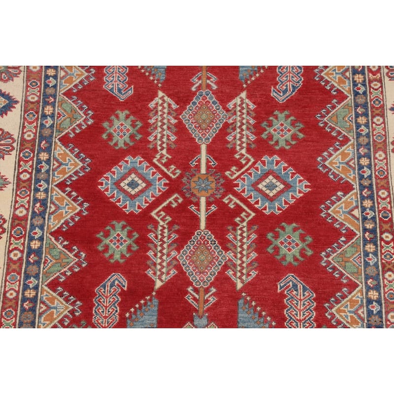Red Traditional Kazak Oriental Area Rug Handmade Wool Carpet - 5'3" x 6'5"