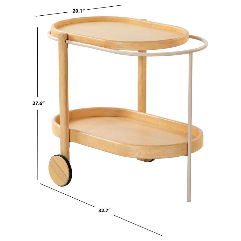 SAFAVIEH Couture Trianna Wood 2-Shelf Bar Cart - 33"W x 20"D x 28"H